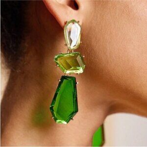 New! Zara Green Gemstone Drop Earrings NWOT
